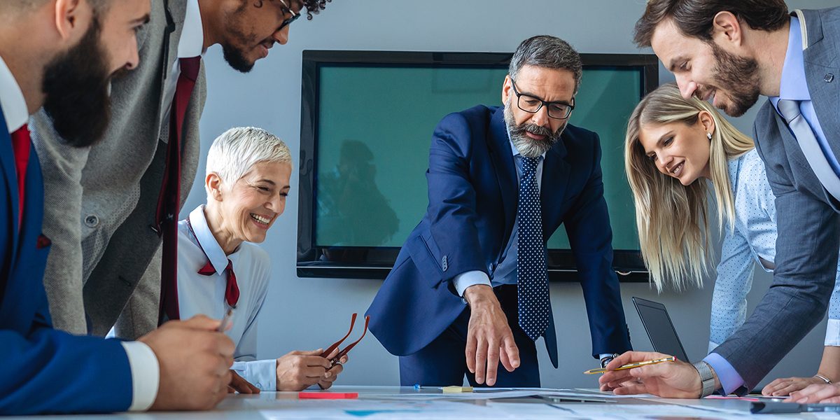 Corporate business team and manager in a meeting